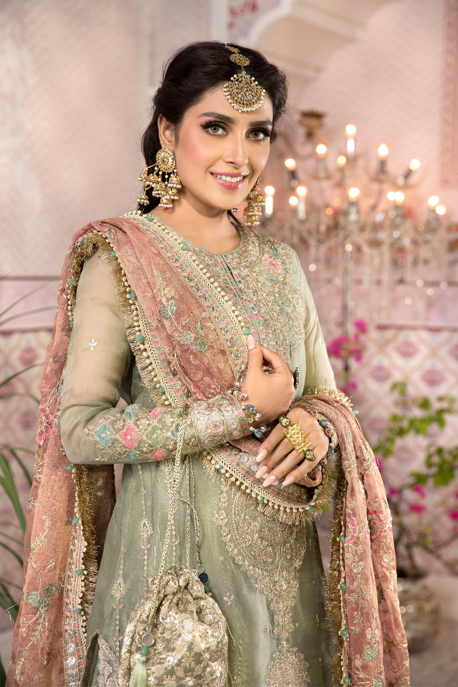 Embroidered Organza Gharara - Stitched